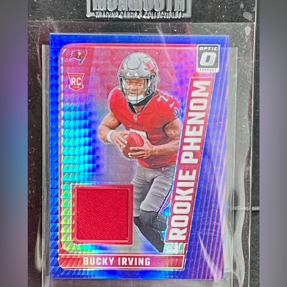 2024 Donruss Optic RC RPB-BIG Bucky Irving Blue Hyper Memorabilia Rookie Phenoms